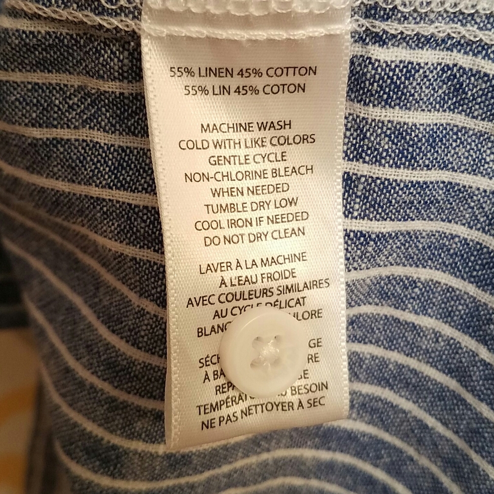 BeachLunchLounge Striped Chambray Blouse, Large - Picture 7 of 8